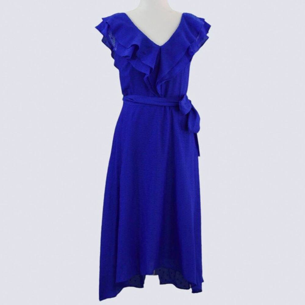 DKNY Women Faux Wrap Dress Blue Size 2